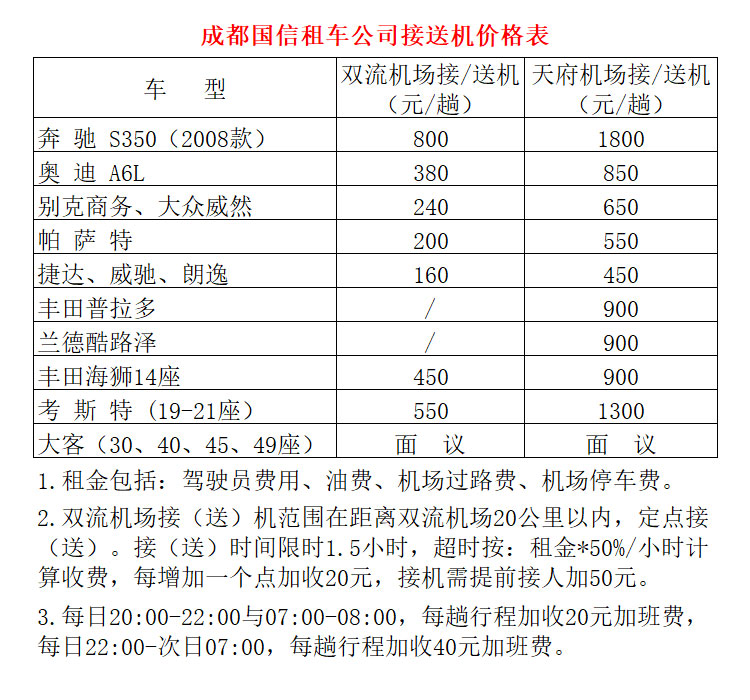 成都考斯特租賃雙流機(jī)場/天府機(jī)場接送機(jī)價格